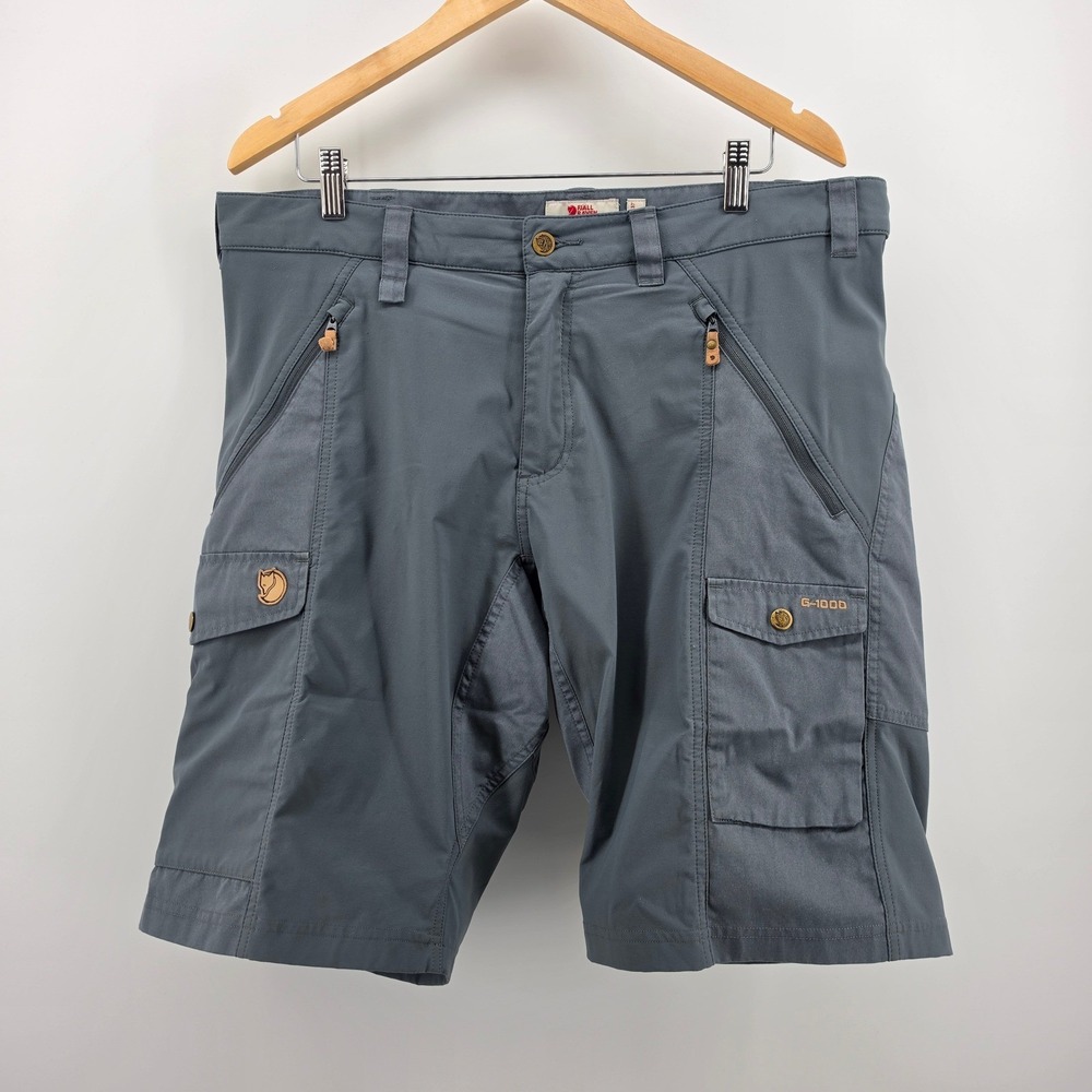 Fjallraven Abisko Shorts M Mens 37 Blue Grey G-1000 Trekking Hiking 12" Inseam